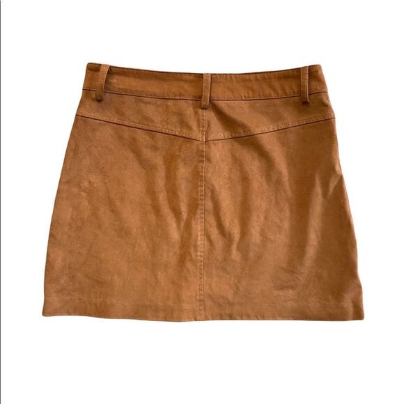 TRF by ZARA Faux suede leather skirt cognac brown size small - Picture 5 of 6